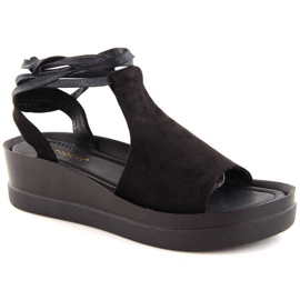 Sandales à lacets noires pour femmes Potocki 21331 le noir