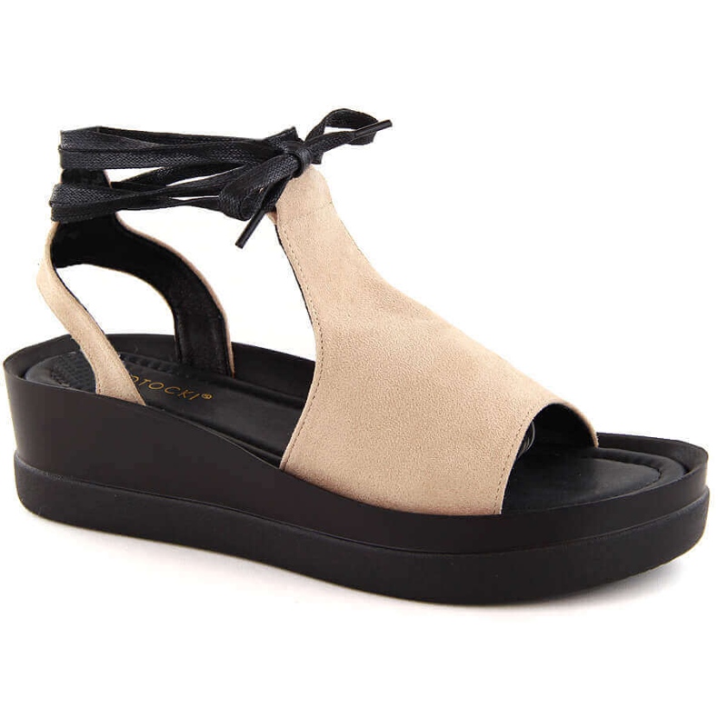 Sandales à lacets beiges pour femmes Potocki 21331
