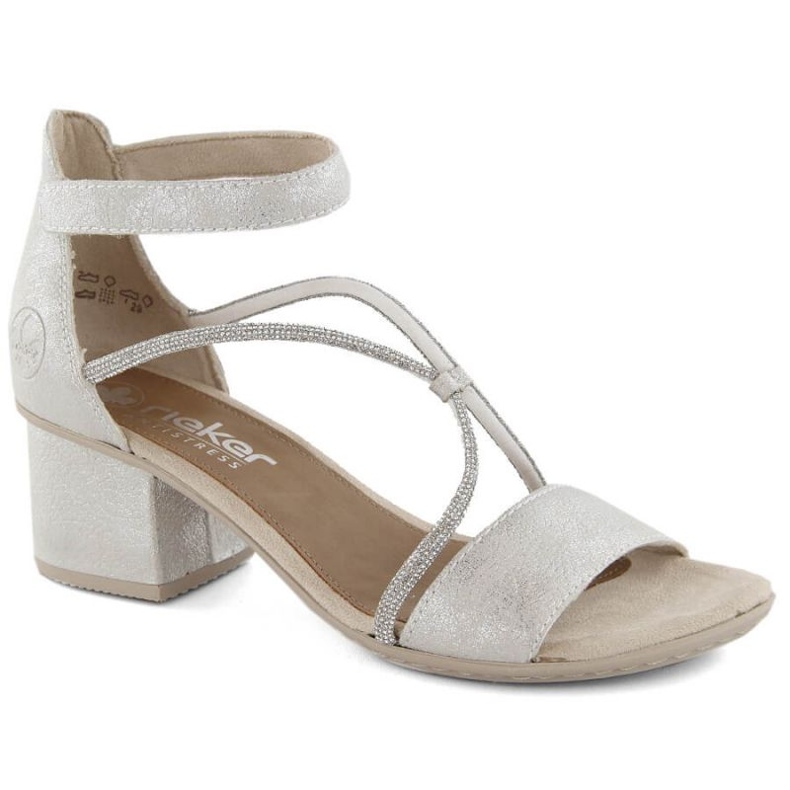 Sandales confortables à talons hauts Rieker W RKR689, argent