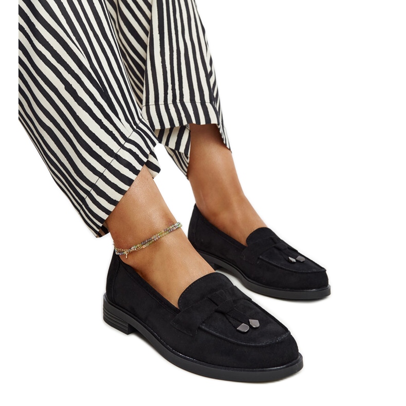 Mocassins Vinceza en daim noir le noir