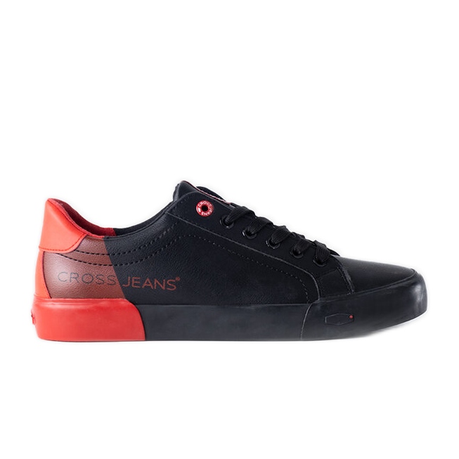 Baskets Cross Jeans homme noires et rouges le noir