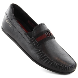 Chaussures homme confortables en cuir, mocassins noirs, Bugatti NN153216