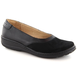 Chaussures à enfiler confortables en cuir pour femmes, noires Helios 426.0001.011