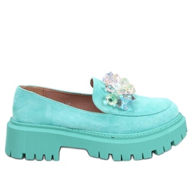 Mocassins à plateforme avec pierres de Stefani Green vert