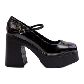 Chaussures En Cuir Verni Pour Femme Sur Plateforme Et Talon Haut Big Star NN274004 Noir