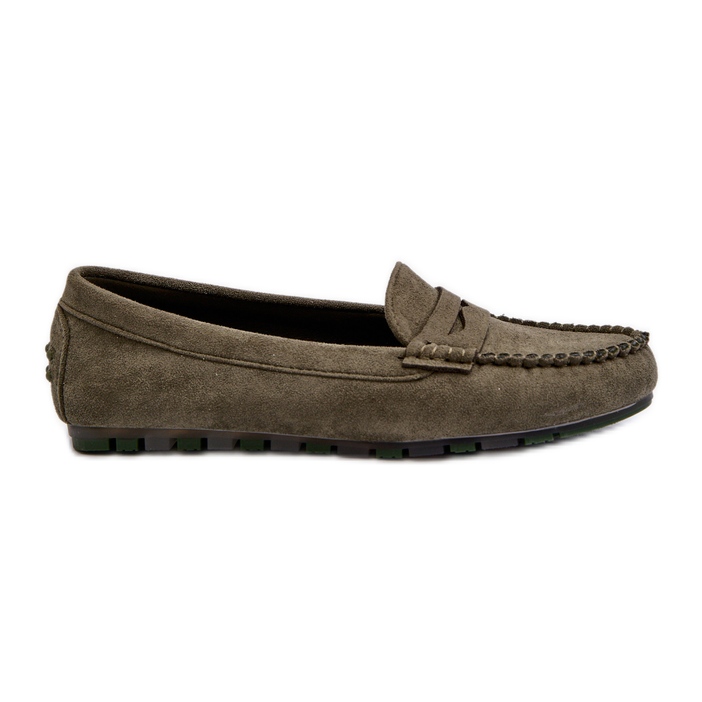 Mocassins Classiques En Daim Pour Femme Vert Foncé Glimris