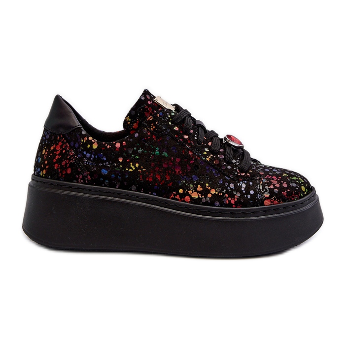 Baskets Plateformes en Cuir Maciejka 6191S-01 Noir multicolore