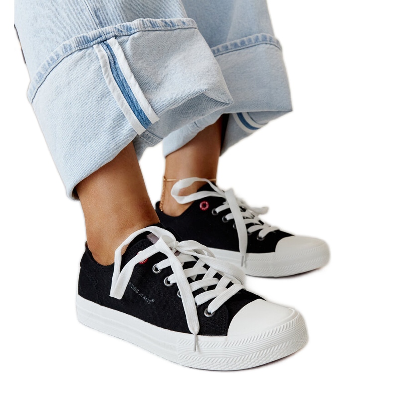 Baskets femme Cross Jeans en tissu noir le noir