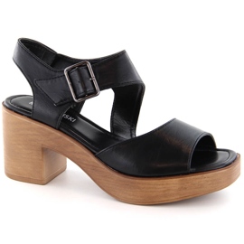 M. DASZYŃSKI Sandales noires à talons hauts et plateforme pour femmes M.Daszyński MR23117-1 le noir