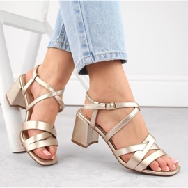 Sandales à talons dorées pour femmes Sergio Leone SK067