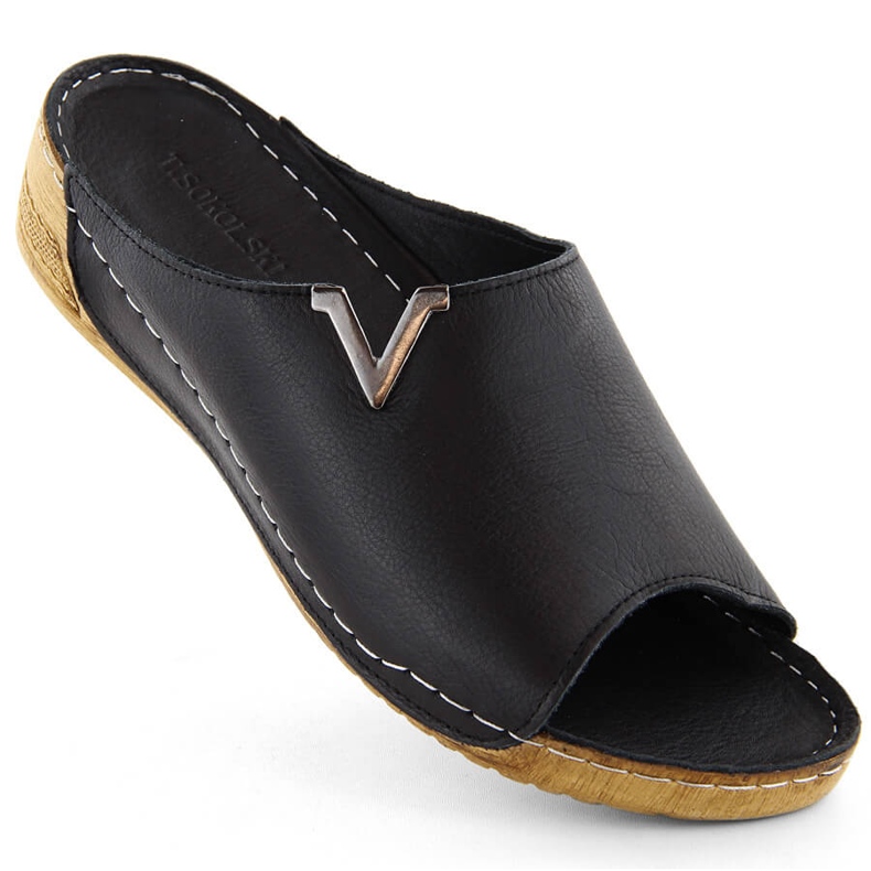 Tongs femme en cuir noir T.Sokolski L211 le noir Tongs femme en cuir noir T.Sokolski L211 le noir