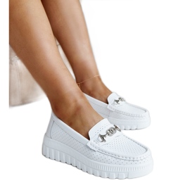 Mocassins femme en cuir blanc