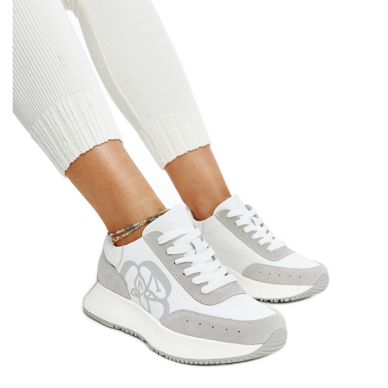 Baskets Salimah en cuir blanc et gris blanche