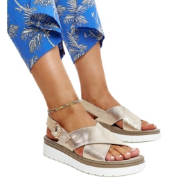 Sandales à plateforme en cuir doré Ithar