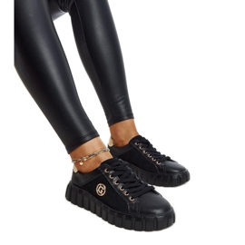 Baskets en cuir noir avec strass Stradone