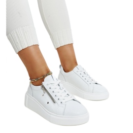 Baskets en cuir blanc à plateforme haute Rahal