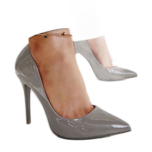 Escarpins vernis gris foncé avec empiècement en cuir Jadoin