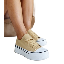Baskets beige foncé à semelle épaisse Bahira
