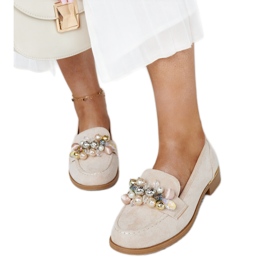 Mocassins beige clair à décorations Dahera