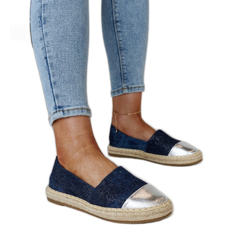 Espadrilles Surana brillantes bleu marine et argent