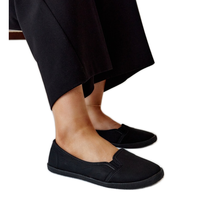 Baskets à enfiler noires en cuir écologique Wordana le noir