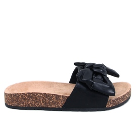 Bussi Chaussons en liège noir avec nœud le noir