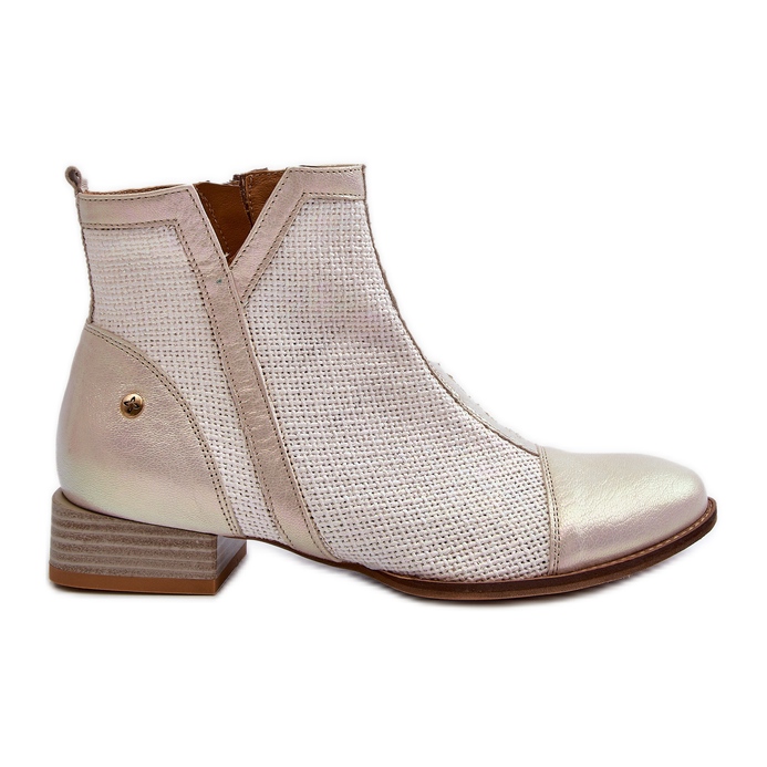 Bottes à Talons Bas Femme en Cuir Maciejka 06397-22 Beige Clair