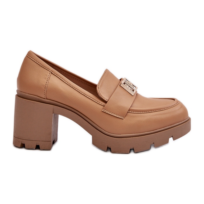 Chaussures à talons épais pour femmes avec décoration Ranunca camel brun