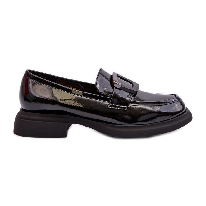 Vinceza Mocassins Femme En Cuir Verni Noir Fidodia le noir