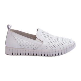 Vinceza Chaussures Slip-On Femme En Cuir Ajouré, Blanc Theophia