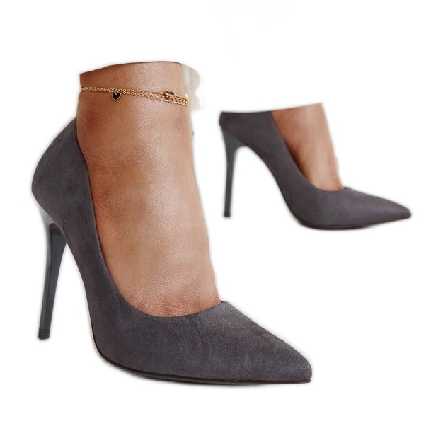 Talons hauts gris foncé avec empiècement en cuir Amedie Talons hauts gris foncé avec empiècement en cuir Amedie