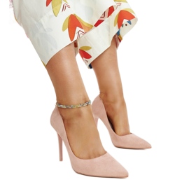 Escarpins roses avec empiècement en cuir Amedie Escarpins roses avec empiècement en cuir Amedie