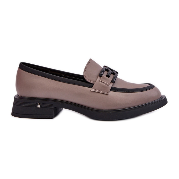 Vinceza Mocassins élégants en cuir pour femmes, Triana beige foncé gris