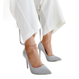 Escarpins vernis gris avec empiècement en cuir Jadoin