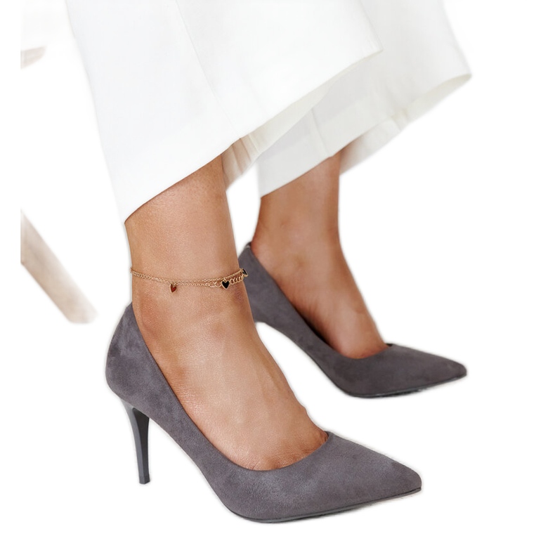 Talons hauts gris avec empiècement en cuir Paume Talons hauts gris avec empiècement en cuir Paume