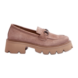 Vinceza Mocassins en daim beiges pour femmes Chunky Neloria