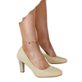 Escarpins dorés brillants avec semelle intérieure en cuir Antibies