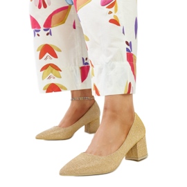 Escarpins à talons hauts brillants dorés Laity