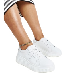 Chaussures en cuir bleu avec boucle décorative blanc