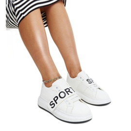 Chaussures en cuir bleu avec boucle décorative blanc