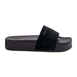 Tongs à plateforme en daim pour femmes Big Star NN274A670 noir le noir
