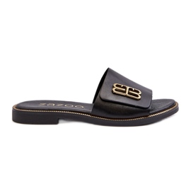 Zazoo 40384 Tongs élégantes en cuir pour femme, noir