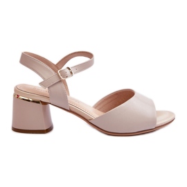 Sandales à talons bas pour femmes en cuir écologique Sergio Leone SK876 gris clair Sandales à talons bas pour femmes en cuir écologique Sergio Leone SK876 gris clair