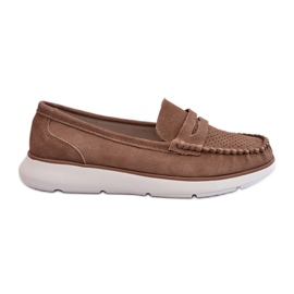 Sergio Leone SP012 Mocassins en daim marron sur la plateforme brun