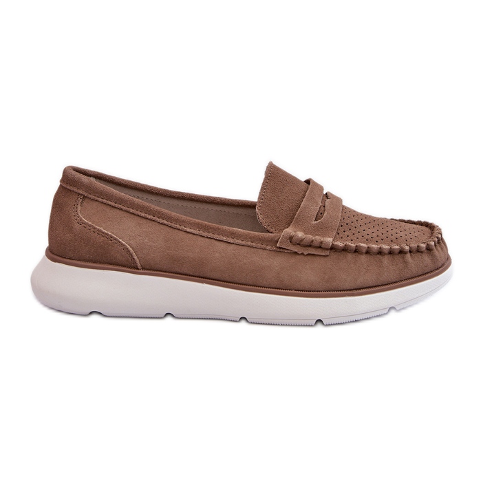 Sergio Leone SP012 Mocassins en daim marron sur la plateforme brun