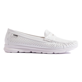 Mocassins femme blancs ajourés blanche