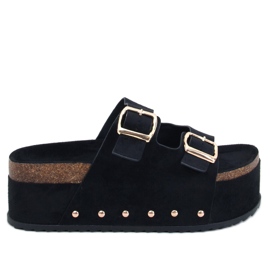 Galzai Tongs plateforme en liège noir