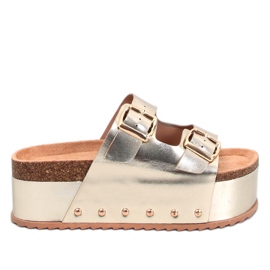 Tongs en liège à plateforme Galzai Gold doré