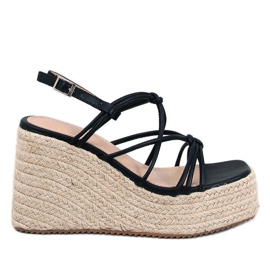 Pascai Sandales espadrilles compensées noires le noir