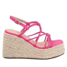 Pascai Sandales espadrilles compensées fuchsia rose